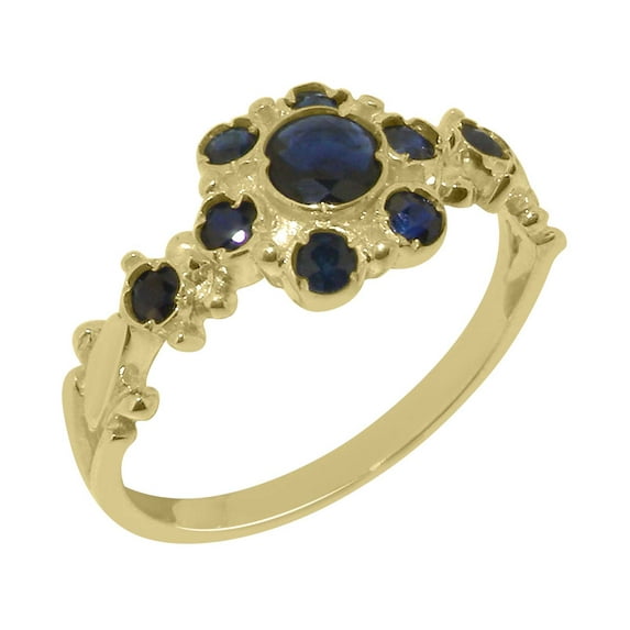 LBG British Made 10k Yellow Gold Natural Sapphire Womens Anniversary Ring - 33 size options - Size 5
