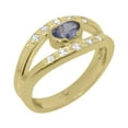 thumbnail image 1 of LBG British Made 10k Yellow Gold Natural Tanzanite & Cubic Zirconia Womens Band Ring - 33 size options - Size 10, 1 of 7
