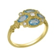 thumbnail image 1 of LBG British Made 10k Yellow Gold Real Genuine Diamond & Blue Topaz Womens Statement Ring - 33 size options - Size 8.25, 1 of 6