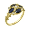thumbnail image 1 of LBG British Made 10k Yellow Gold Real Genuine Diamond & Sapphire Womens Statement Ring - 33 size options - Size 5.75, 1 of 6