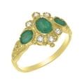thumbnail image 1 of LBG British Made 10k Yellow Gold Real Genuine Emerald & Cubic Zirconia Womens Promise Ring - 33 size options - Size 5.75, 1 of 5