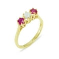 thumbnail image 1 of LBG British Made 10k Yellow Gold Real Natural Opal & Ruby Womens Statement Ring - 33 size options - Size 8, 1 of 6