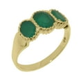 thumbnail image 1 of LBG British Made 10k Yellow Gold Ring with Natural Emerald Womens Engagement Ring - 33 size options - Size 7.25, 1 of 7