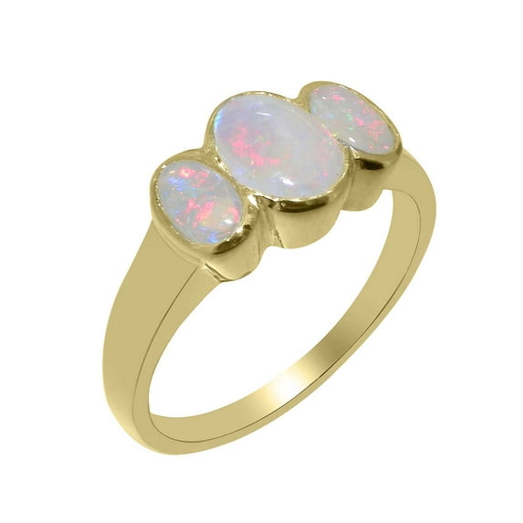 LBG British Made 10k Yellow Gold Ring with Natural Opal Womens Engagement Ring - 33 size options - Size 7.25