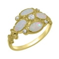 thumbnail image 1 of LBG British Made 10k Yellow Gold Synthetic Cubic Zirconia & Natural Opal Womens Statement Ring - 33 size options - Size 8.75, 1 of 6