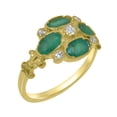 thumbnail image 1 of LBG British Made 10k Yellow Gold Womens Ring Synthetic Cubic Zirconia & Natural Emerald Statement Ring - 33 size options - Size 7.5, 1 of 6