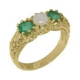thumbnail image 1 of LBG British Made 10k Yellow Gold ring with Natural Opal & Emerald Womens Engagement Ring - 33 size options - Size 11, 1 of 7