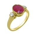 thumbnail image 1 of LBG British Made 10k Yellow Gold ring with Natural Ruby & Cubic Zirconia Womens Anniversary Ring - 33 size options - Size 11.25, 1 of 6