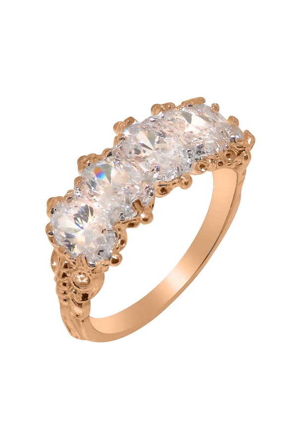 LBG British Made 14k Rose Gold Cubic Zirconia Womens Eternity Ring - 33 size options - Size 8.25