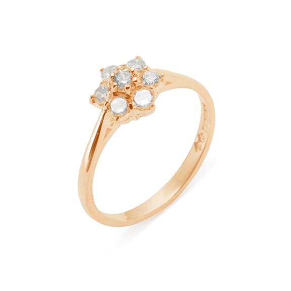 LBG British Made 14k Rose Gold Cubic Zirconia Womens Statement Ring - 33 size options - Size 4.25