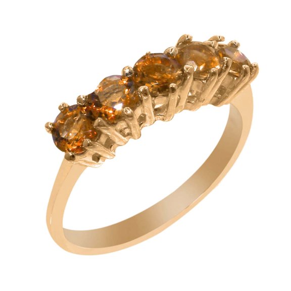 LBG British Made 14k Rose Gold Natural Citrine Womens Anniversary Ring - 33 size options - Size 6.75