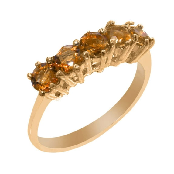 LBG British Made 14k Rose Gold Natural Citrine Womens Eternity Ring - 33 size options - Size 9