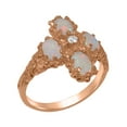 thumbnail image 1 of LBG British Made 14k Rose Gold Natural Diamond & Opal Womens Statement Ring - 33 size options - Size 5, 1 of 6