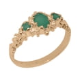thumbnail image 1 of LBG British Made 14k Rose Gold Natural Emerald Womens Engagement Ring - 33 size options - Size 6, 1 of 9