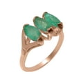thumbnail image 1 of LBG British Made 14k Rose Gold Natural Emerald Womens Engagement Ring - 33 size options - Size 7.25, 1 of 5