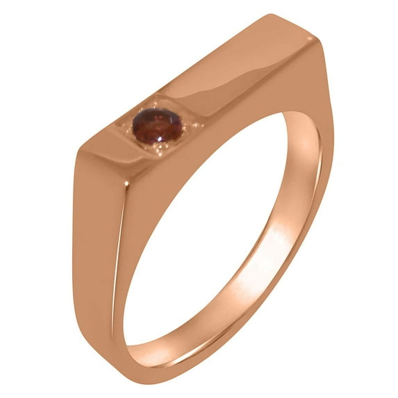 LBG British Made 14k Rose Gold Natural Garnet Mens Band Ring - 33 size options - Size 11.5