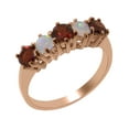thumbnail image 1 of LBG British Made 14k Rose Gold Natural Garnet & Opal Womens Eternity Ring - 33 size options - Size 5.25, 1 of 6