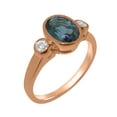 thumbnail image 1 of LBG British Made 14k Rose Gold Natural London Blue Topaz & Diamond Womens Promise Ring - 33 size options - Size 7, 1 of 6