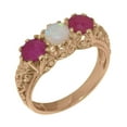 thumbnail image 1 of LBG British Made 14k Rose Gold Natural Opal & Ruby Womens Engagement Ring - 33 size options - Size 4.5, 1 of 7