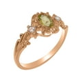 thumbnail image 1 of LBG British Made 14k Rose Gold Natural Peridot & Cubic Zirconia Womens Anniversary Ring - 33 size options - Size 6.25, 1 of 8