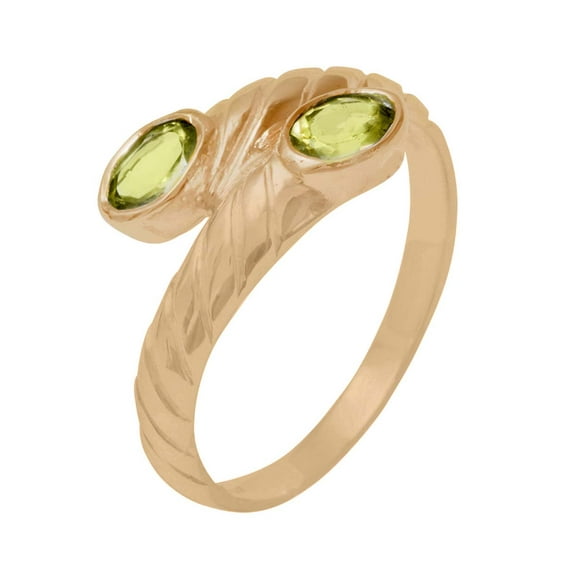 LBG British Made 14k Rose Gold Natural Peridot Womens Band Ring - 33 size options - 4.5 - 33 size options - Sizes 4 to 12 Available