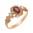 thumbnail image 1 of LBG British Made 14k Rose Gold Natural Pink Tourmaline & Cubic Zirconia Womens Anniversary Ring - 33 size options - Size 7.5, 1 of 8