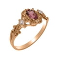 thumbnail image 1 of LBG British Made 14k Rose Gold Natural Pink Tourmaline & Cultured Pearl Womens Trilogy Ring - 33 size options - Size 11.25, 1 of 8