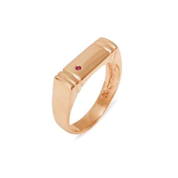 LBG British Made 14k Rose Gold Natural Ruby Mens Band Ring - 25 size options - Size 9.5