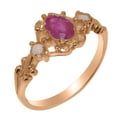 thumbnail image 1 of LBG British Made 14k Rose Gold Natural Ruby & Opal Womens Anniversary Ring - 33 size options - Size 6.25, 1 of 1