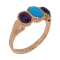 thumbnail image 1 of LBG British Made 14k Rose Gold Natural Turquoise & Amethyst Womens Engagement Ring - 33 size options - Size 8.5, 1 of 7