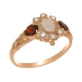 thumbnail image 1 of LBG British Made 14k Rose Gold Real Genuine Opal Garnet Cubic Zirconia Womens Promise Ring - 33 size options - Size 5.75, 1 of 5