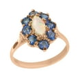 thumbnail image 1 of LBG British Made 14k Rose Gold Real Natural Opal & Sapphire Womens Engagement Ring - 33 size options - Size 8, 1 of 2