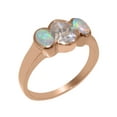 thumbnail image 1 of LBG British Made 14k Rose Gold Womens Ring Cubic Zirconia & Natural Opal Anniversary Ring - 33 size options - Size 7.5, 1 of 6