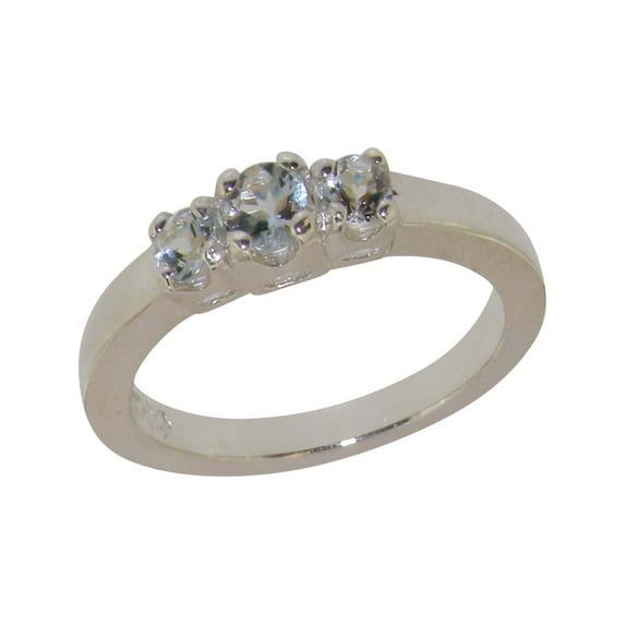 LBG British Made 14k White Gold Aquamarine ring Womens Anniversary Ring - 33 size options - Size 11.75