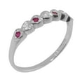 thumbnail image 1 of LBG British Made 14k White Gold Cubic Zirconia & Natural Ruby Womens Eternity Ring - 33 size options - Size 10.75, 1 of 9
