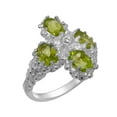 thumbnail image 1 of LBG British Made 14k White Gold Cubic Zirconia & Peridot Womens Statement Ring - 33 size options - Size 5.75, 1 of 6
