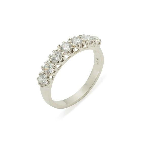 LBG British Made 14k White Gold Cubic Zirconia Womens Anniversary Ring - 33 size options - Size 8.5