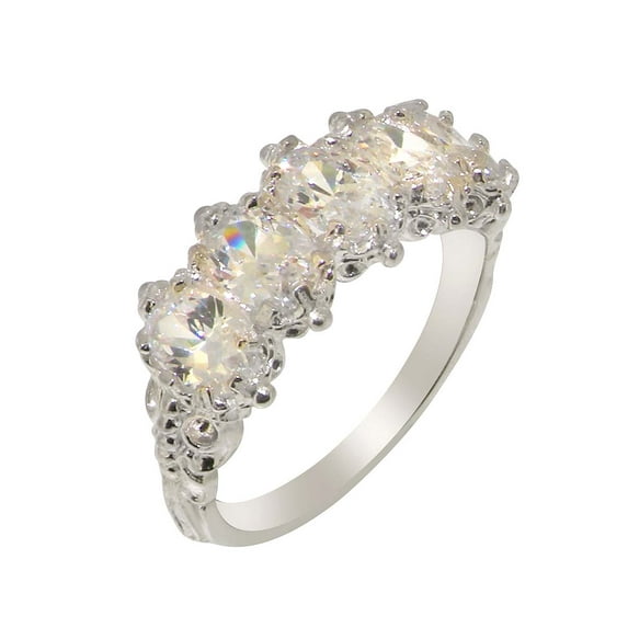 LBG British Made 14k White Gold Cubic Zirconia Womens Eternity Ring - 33 size options - Size 5.25