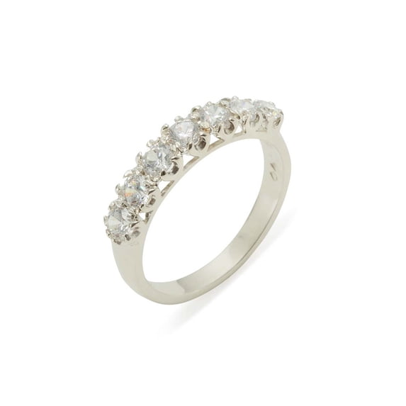 LBG British Made 14k White Gold Cubic Zirconia Womens Promise Ring - 33 size options - Size 10.5
