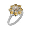 thumbnail image 1 of LBG British Made 14k White Gold Cultured Pearl & Citrine Womens Engagement Ring - 33 size options - Size 8, 1 of 6