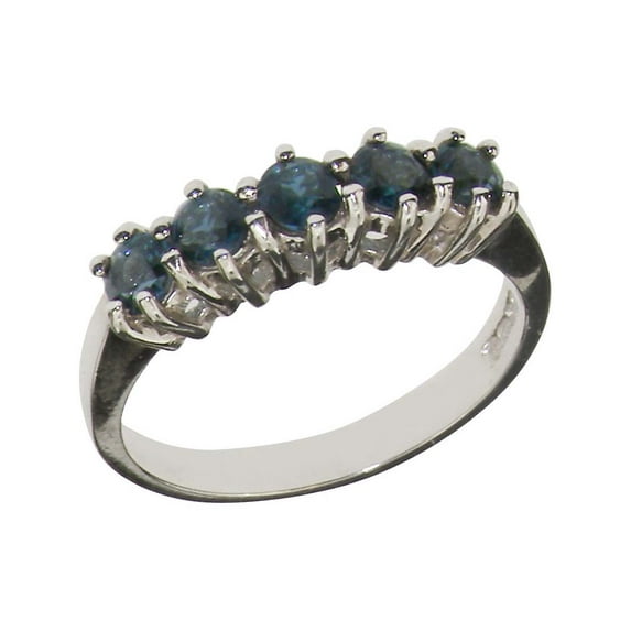 LBG British Made 14k White Gold Genuine London Blue Topaz Womens Eternity Ring - 33 size options - Size 6.25