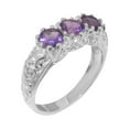 thumbnail image 1 of LBG British Made 14k White Gold Natural Amethyst Womens Anniversary Ring - 33 size options - Size 11.5, 1 of 7