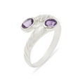 thumbnail image 1 of LBG British Made 14k White Gold Natural Amethyst Womens Band Ring - 33 size options - 8.25 - 33 size options - Sizes 4 to 12 Available, 1 of 6