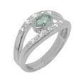 thumbnail image 1 of LBG British Made 14k White Gold Natural Aquamarine & Cubic Zirconia Womens Anniversary Ring - 33 size options - Size 4.5, 1 of 7