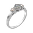 thumbnail image 1 of LBG British Made 14k White Gold Natural Aquamarine & Cultured Pearl Womens Statement Ring - 33 size options - Size 9.25, 1 of 7