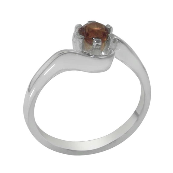 LBG British Made 14k White Gold Natural Citrine Womens Engagement Ring - 33 size options - Size 10.5