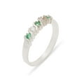 thumbnail image 1 of LBG British Made 14k White Gold Natural Emerald & Cubic Zirconia Womens Eternity Ring - 33 size options - Sizes 4 to 12 Available, 1 of 6