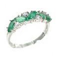 thumbnail image 1 of LBG British Made 14k White Gold Natural Emerald & Diamond Womens Eternity Ring - Size 8.25 - 33 size options, 1 of 6