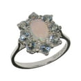 thumbnail image 1 of LBG British Made 14k White Gold Natural Opal & AAA Aquamarine Womens Statement Ring - 33 size options - Size, 1 of 5