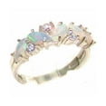 thumbnail image 1 of LBG British Made 14k White Gold Natural Opal & Cubic Zirconia Eternity Ring - Size 10.25 - 33 size options, 1 of 6